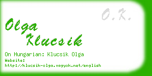 olga klucsik business card